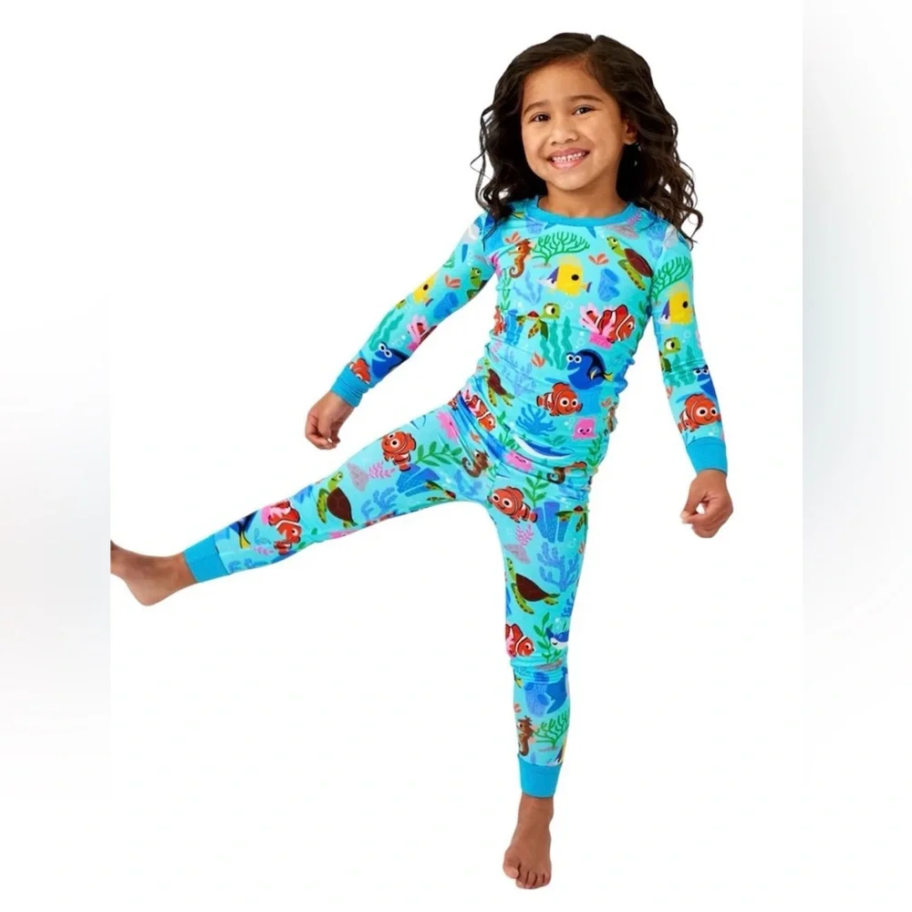 Little Sleepies Disney Nemo’s Reef Bamboo Pajama Set 2 Piece Size 7/8 NWT